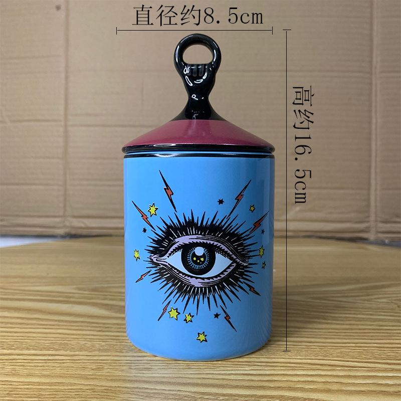 Abstract Eye Ceramic Cup Creative Abstract Coffee Cup with Lid Tableware Aromatherapy Candle Cup Candy Bottle Home Decoration
