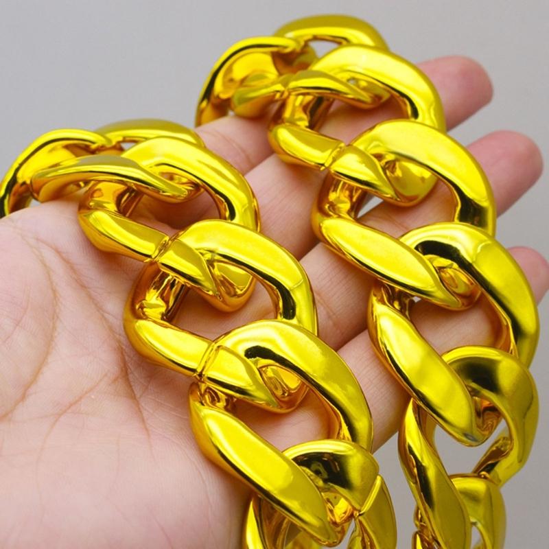 Plastic Big Chunky Chain Necklace 90s Hip Hop Gold Costume Necklace Photography Props Rapper Hip Hop Accessory Jewelry