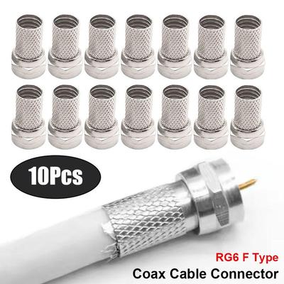 10 Stück 75-5 F-Typ Koaxialadapter Kupfer Koaxkabel Schnellverbinder für RG6 Koaxialkabelinstallation