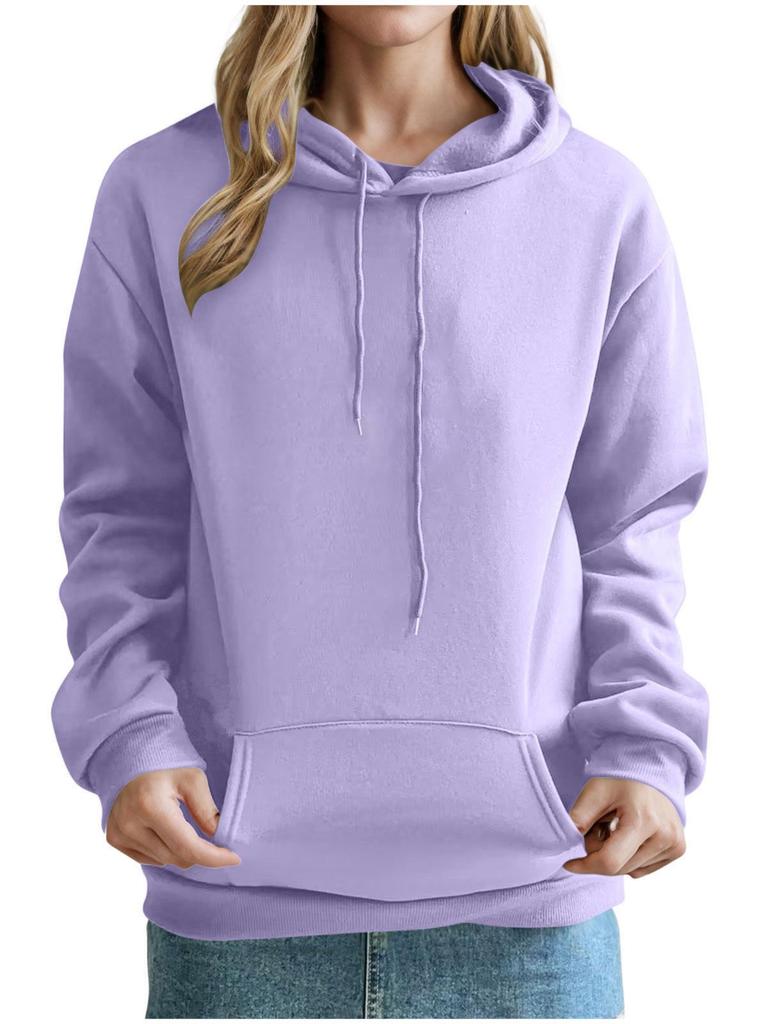 European and American Women's Plus Velvet Loose Casual Pullover Hoodie - 2024 Autumn/Winter Collection