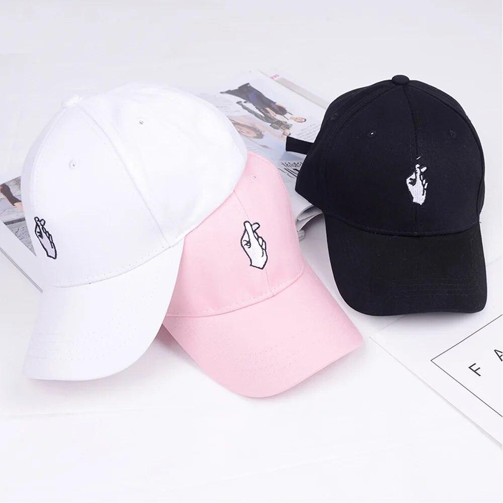 Pink Hat Men Women Baseball Cap HipHop Curved Snapback Love Finger Gesture Adjustable Baseball Cap Summer Sunhat