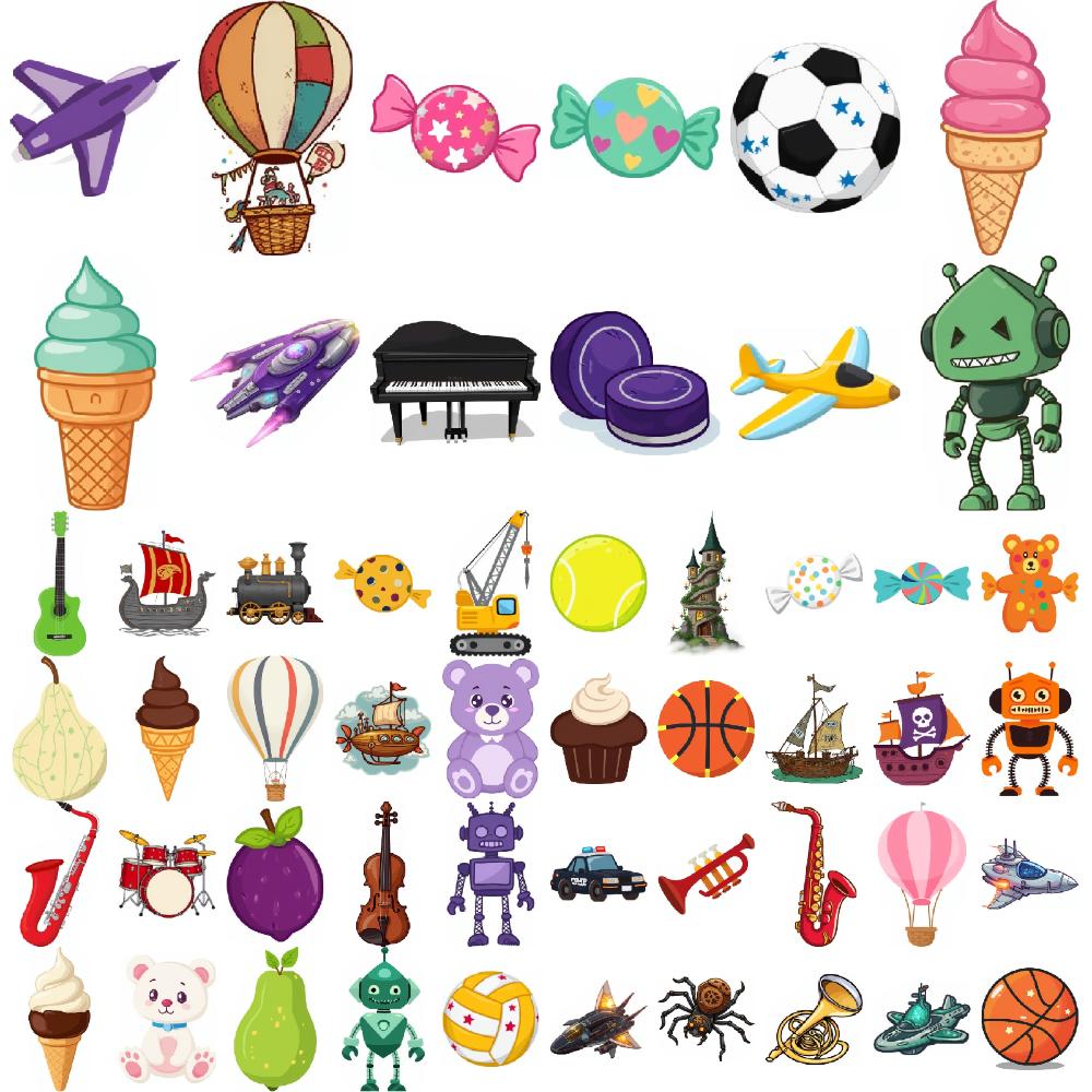 54pcs Temporary Tattoo Temporary Tattoo Stickers Spacecraft Violin Hot Air Balloon For Arms Boys Children