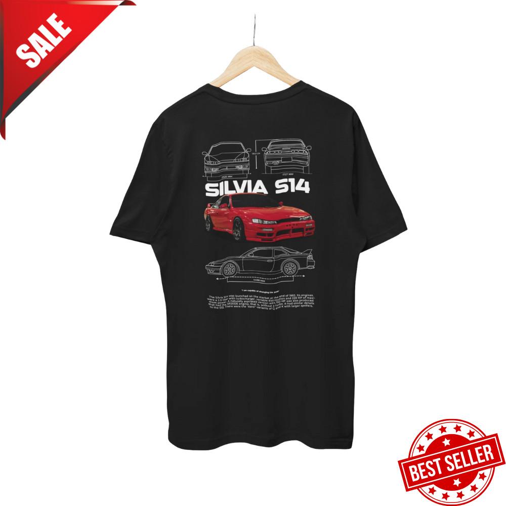 Футболка с фанатским рисунком Silvia S14, узор JDM Drift Car, вдохновленный классическими гонками, унисекс M