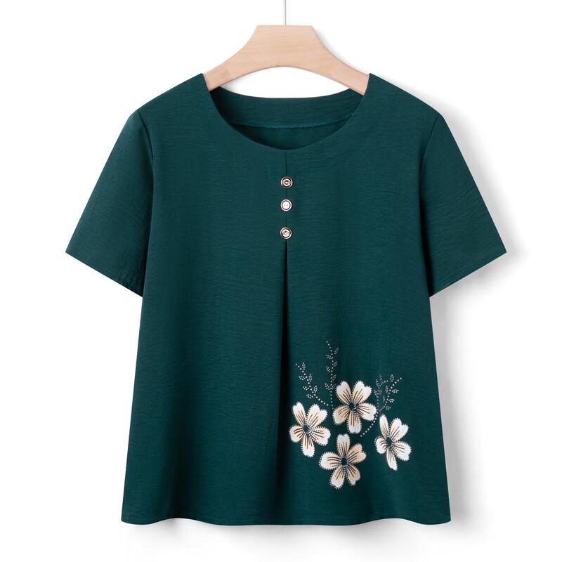 Elderly Women's Summer Cotton Silk Short-Sleeve Pant Set