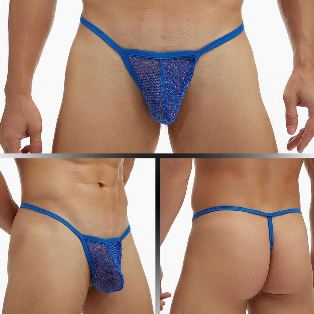 European and American Men's Fine Mesh See-through T-Back Thong Underwear, Plus Size E080