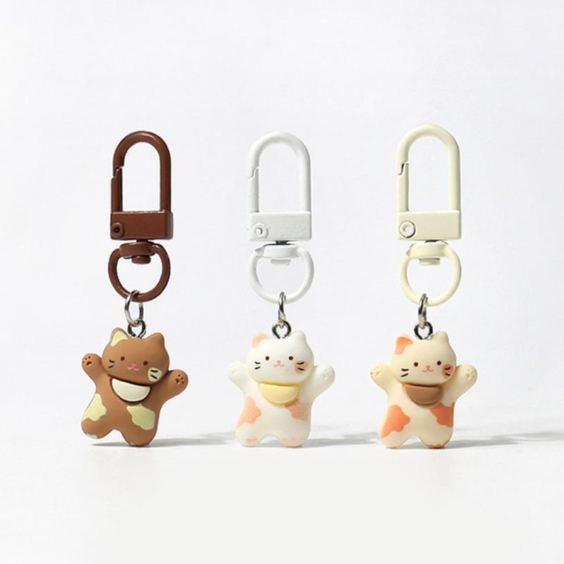 Glückliche Katzen Schlüsselanhänger Kleiner Schlüsselhalter Lieblicher Stilvoller Anhänger für Vielseitiges Tägliches Zubehör Rucksack und Geschenke Ornament