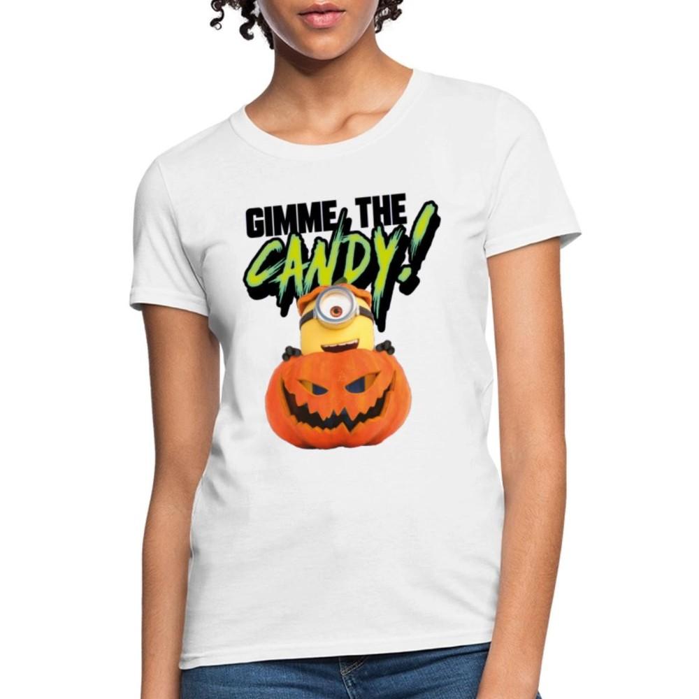 Женская футболка с символикой Миньонов на Хэллоуин  Gimme Candy  (лицензированная). 2XL