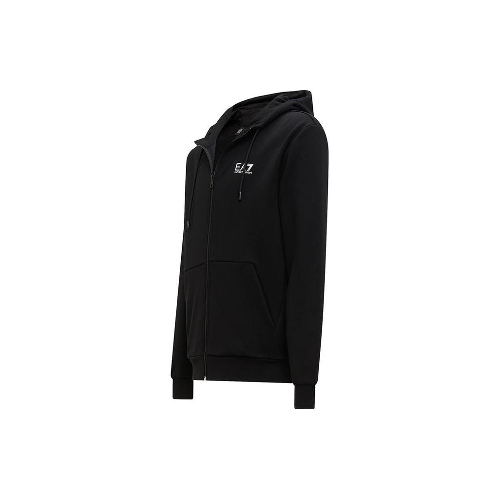 Emporio Armani EA7 FW23 Solid Color Hooded Jacket Casual Cardigan Sweatshirt Men jackets Black 6RPM03-PJ07Z-0200