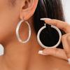 Personalized Metal Sense Geometric Texture Spiral Round Ear Buckle Environmental Protection Earrings