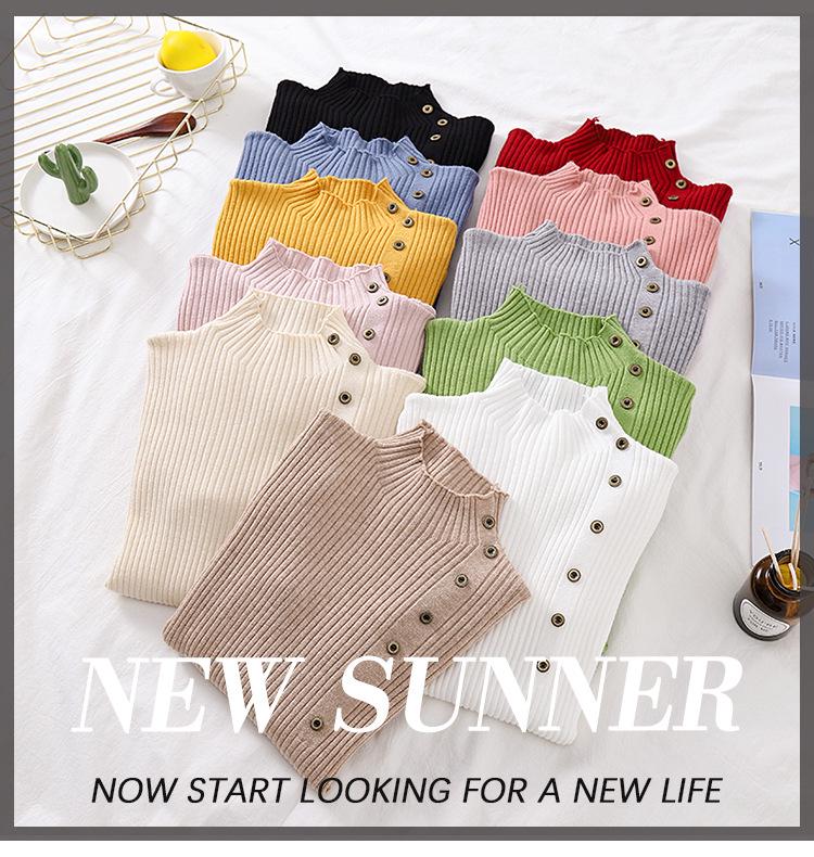 Damen Slim-Fit Langarm Strickpullover - Halber Stehkragen, Neue Herbst/Wintermode 2025