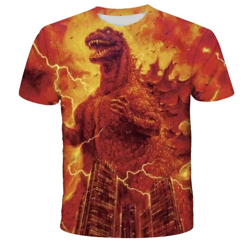 Godzilla T-shirt 3D Printing Anime Harajuku T-shirt Cartoon  Short-sleeved Summer