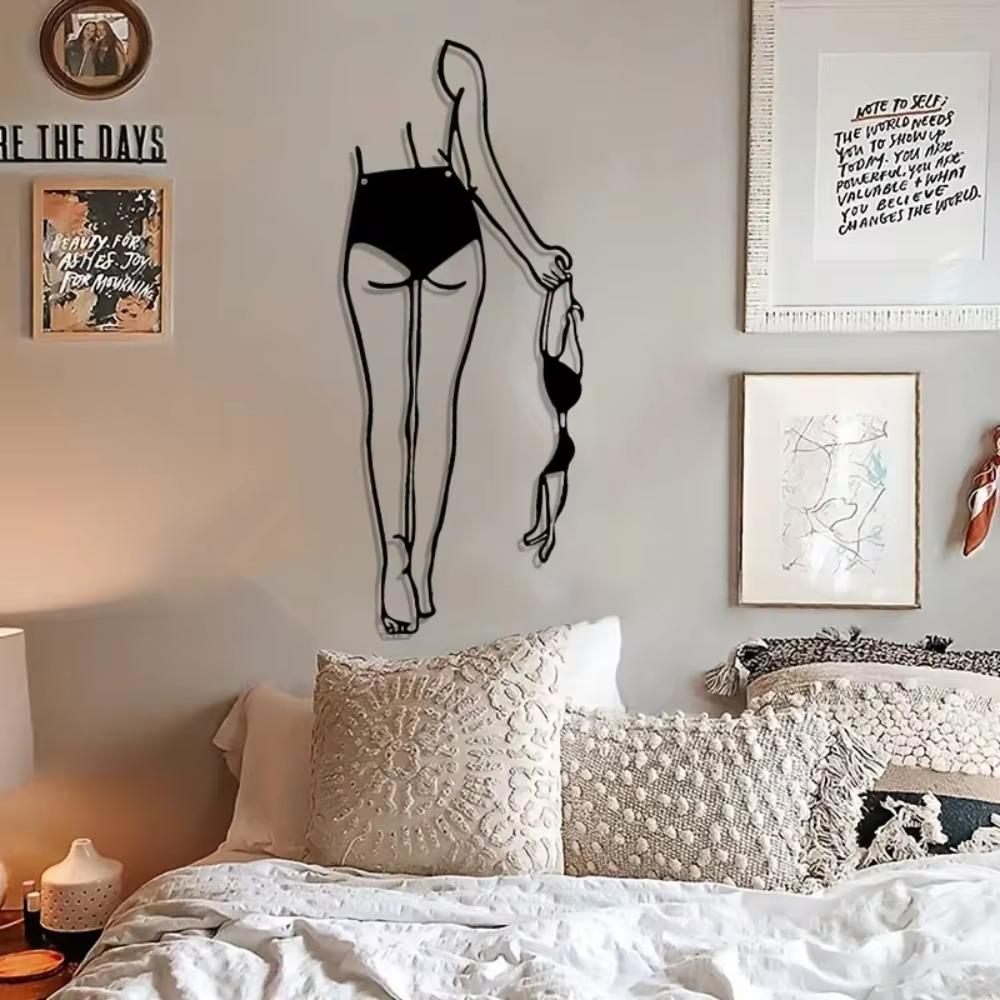 1pc Modern Minimalist Nude Woman Metal Wall Decoration - Ideal for Bathroom. An Elegant Wall Art for Room and Vintage Decor.