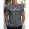 Fashionable men's summer electrocardiogram printed comfortable and breathable round neck T-shirt outdoor casual top