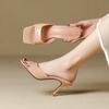 Red Bottom Pointed Toe Sexy Outer One-word Slippers Patent Leather High Heels Cool Slippers Summer Versatile Stiletto