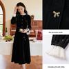 Xiangying French Hepburn Style Velvet Dress