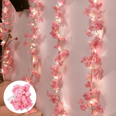 JOYBLISS 20LEDs 40LEDs 100LEDs Kirschblüten Lichterkette Girlande Künstliche Blumengirlanden Lichterketten für Schlafzimmer Hochzeitsparty Feiertagsdekoration