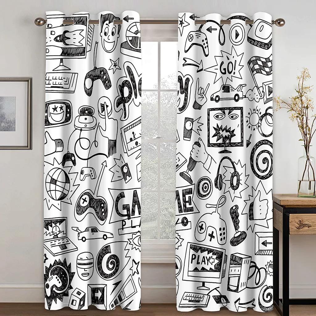 Cute Astronaut High Shading Curtain Machine Crafted Robot Pattern Children's Blackout Window Curtains for Living Room Window Drape Curtain Selling