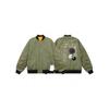 Unisex Oversized Embroidered Letter Bomber Jacket Casual Streetwear Windproof Warm Cotton Blend Outerwear