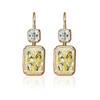 Korean High-End Colored Treasure Earrings Internet Celebrity Style Yellow Diamond Square Zircon Women'S Earrings Simple And Versatile Earrings
