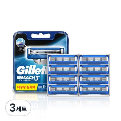 Gillette Mach3 Turbo Rasierklingen, 8 Packungen, 3 Stück, Koreanische Rasierklinge