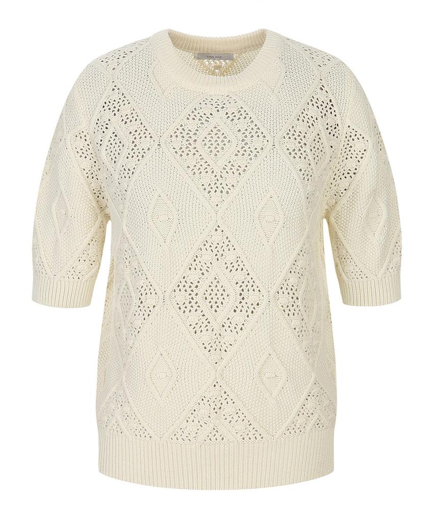 VANAKE Diamond Pattern Short Sleeve Knit_Vb43Ktq304Z