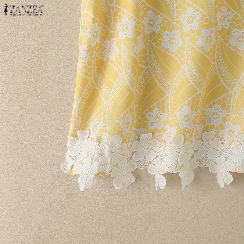 ZANZEA Women Floral Print Casual Round Neck Sleeveless Splice Tank Tops