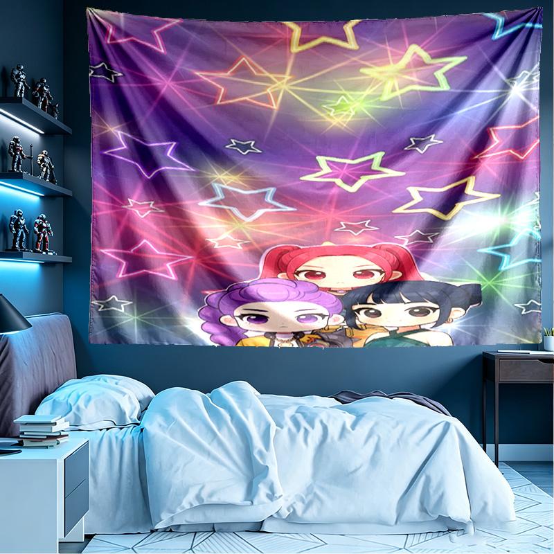KPop Demon Hunters Print Tapestry, Lightweight Wall Hanging, for Bedroom, Dorm, Living Room, Home Art Decor - Birthday Christmas Gift for Friends