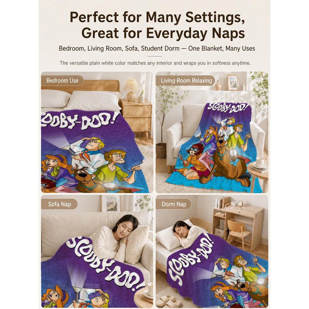 Scoobydoo Gang Anime Printed Blanket Skinfriendly Soft Fleece Blanket For Outdoor Travel Lightweight Home Decor Holiday Gift