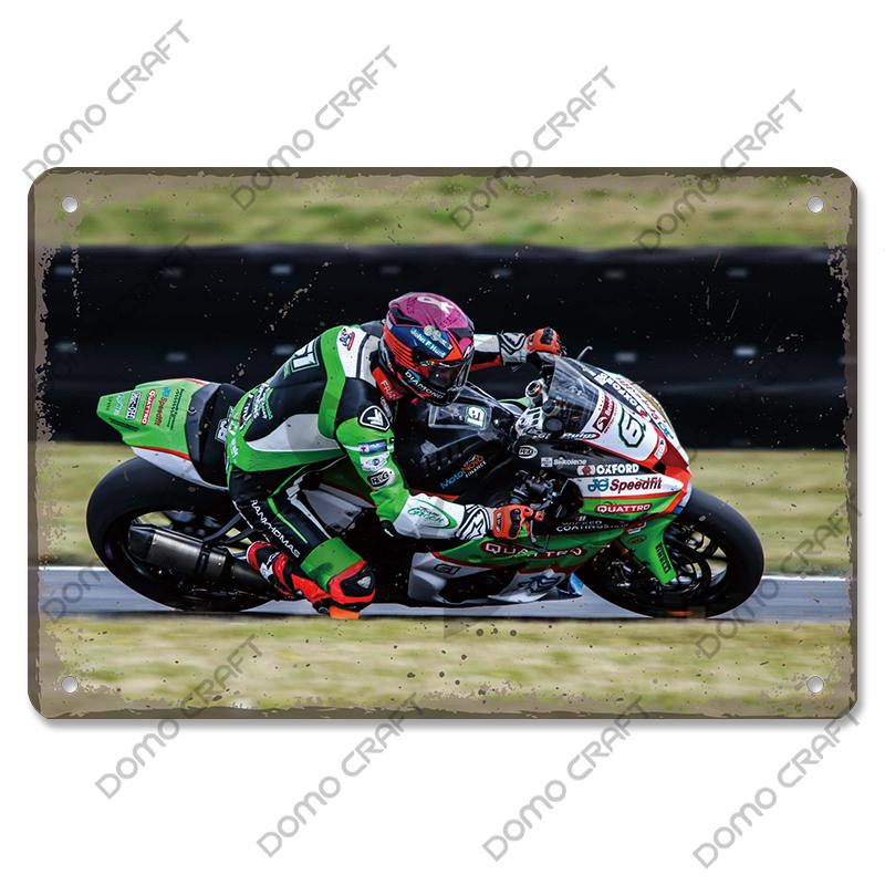 Motorcycle Racing Poster Vintage Metal Plate Racer Athlete Metal Tin Signs Retro Wall Decor Club Pub Bar Man Cave