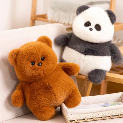 New Gold Carved Velvet Brown Bear Doll Panda Plush Toy Doll Piggy Cute Holiday Gift High Value