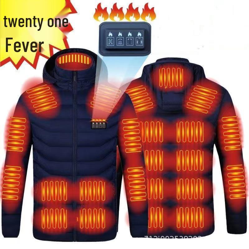 Smart USB Heated Cotton Coat: 21-Zone Temperature-Controlled Winter Warmth