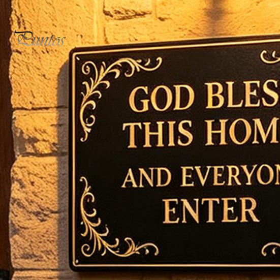 Dekorative Hausschilder Gott Segne Dieses Vintage Metallwandschild, Eisen Hängendes Schild Dekoration, Außenakzente Christliche Segenskunst für Garten Hof Veranda