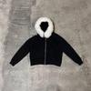 Y2K Zip Up Hoodie Faux Fur Collar Harajuku Rock Goth Top Retro Punk Loose Jacket Hip Hop Streetwear Zipper Hoodie Sweatshirt