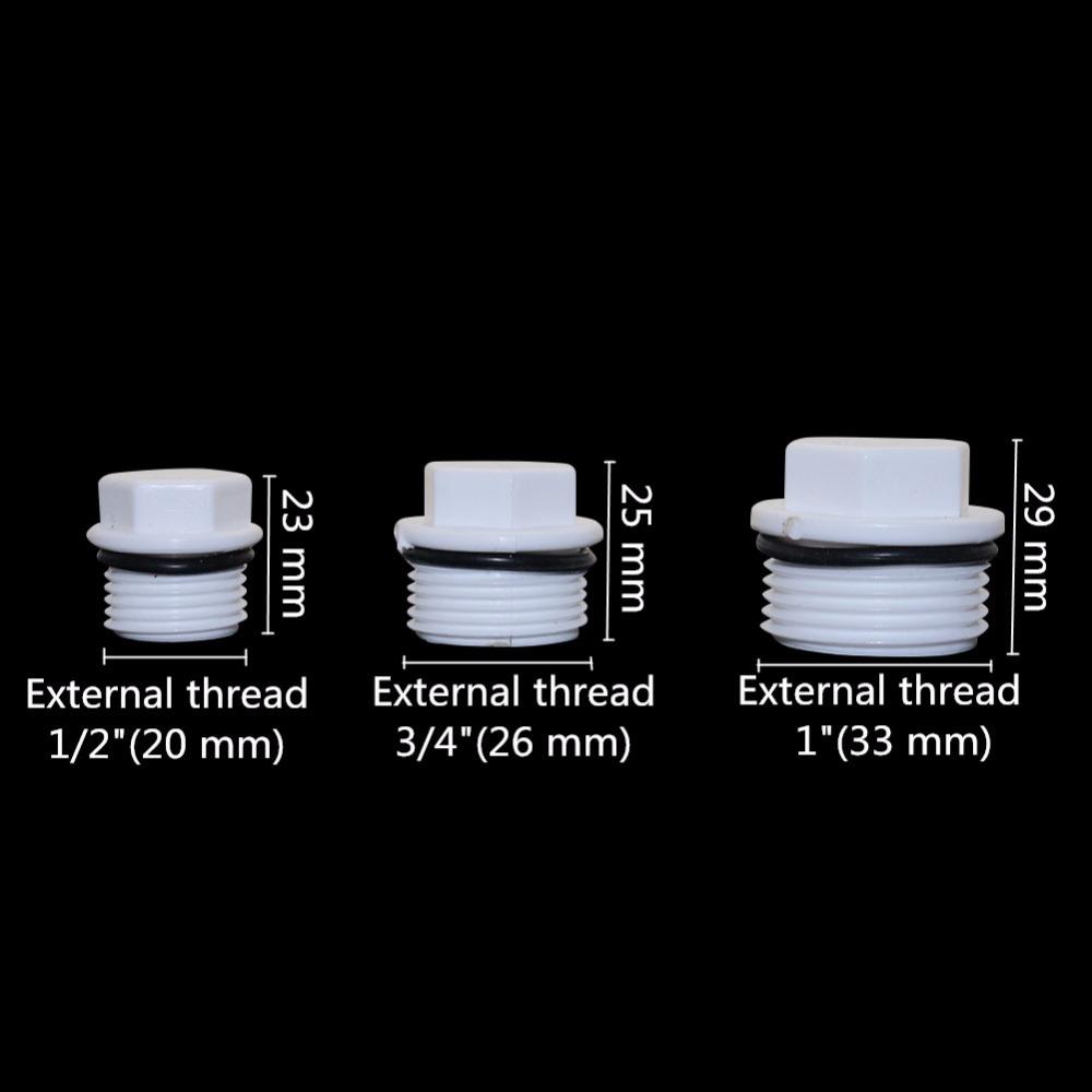 5pcs 1/2'',3/4'',1'' Male External Thread End Plugs PVC Tube Waterstop Caps Hole Seal Stoppers Garden Irrigation Pipe Fittings