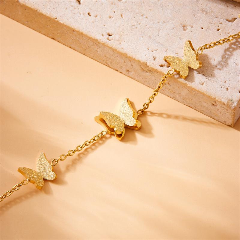 Gold Plated Butterfly Charm Bracelet, Dainty Adjustable Station Chain for Women, Elegant Daily Jewelry