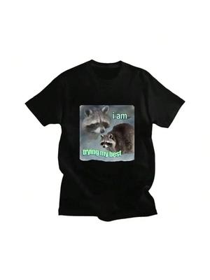 My Best Raccoon Meme T Shirt Funny Print Wounisex T-Shirt Loose Leisure Fashion Short Sleeve Cozy T Shirt