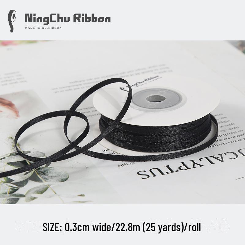 3mm Double-Sided Satin Silk Ribbon for DIY Gifts, Bows, Bouquets, and Baking Packaging