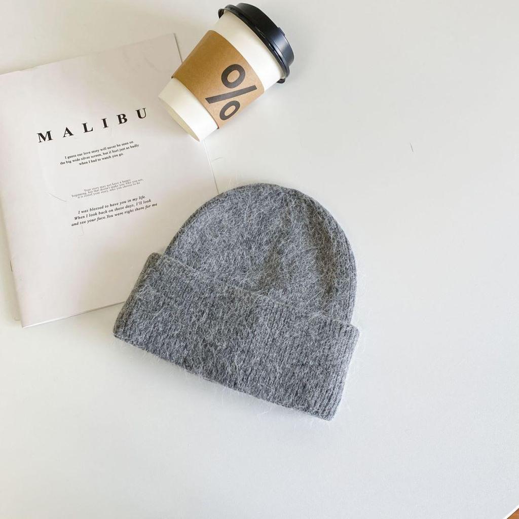 Korean Style Thickened Knit Hats for Women, Ear Protection, Large Fit, Face-Slimming, Warm, In Stock
