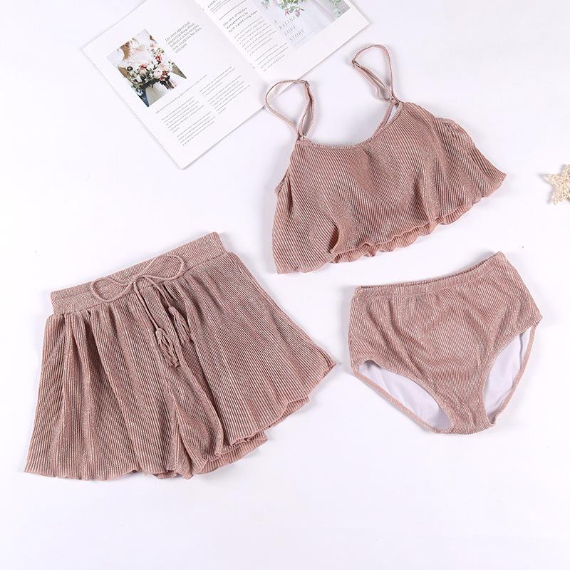 

Женский купальник-тройка в стиле юбки с серебряной нитью: Консервативный, Стройнящий, Скрывающий живот, Идеальный для отпуска и горячих источников. M (90-100 lbs)