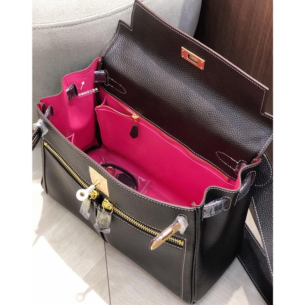 Fubao Leder Lakis Kelly Tasche Doppelreißverschluss 28 Handtasche Premium Leder Handtasche Umhängetasche