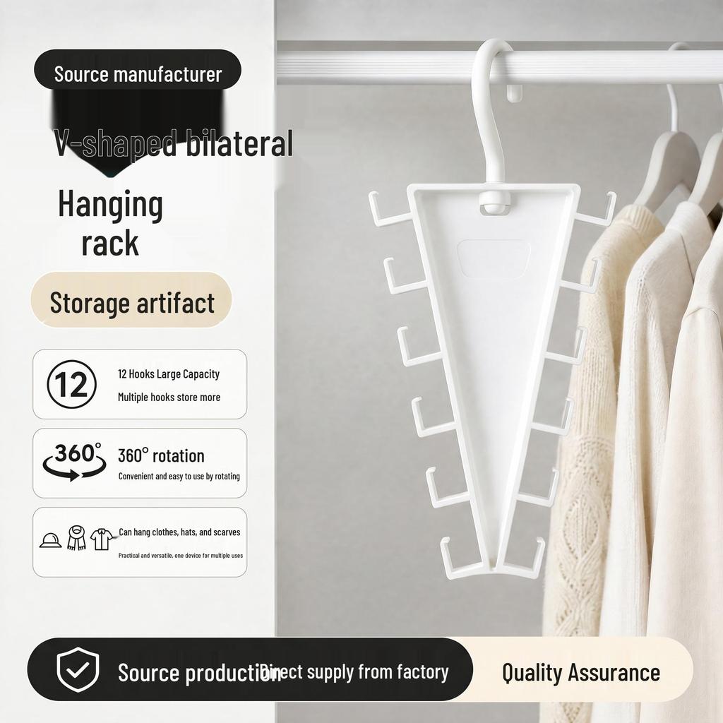 Dual-Sided V-Shaped Hanging Rack: Space-Saving Hook for Home & Dormitory Storage