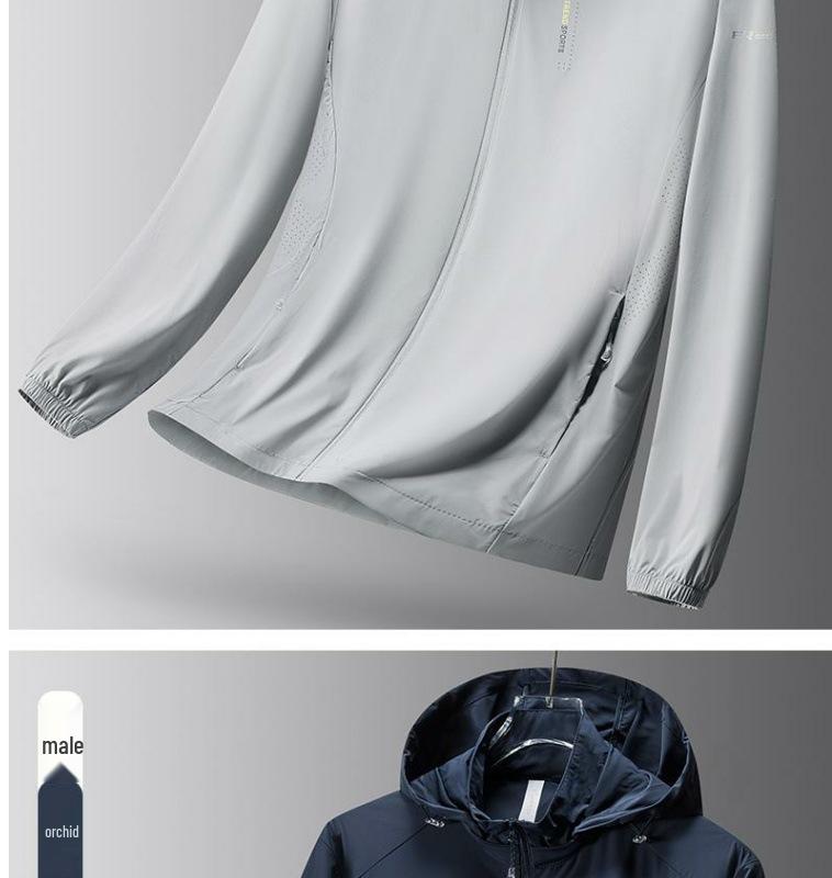 Men's High-End Ice Silk Sun Protection Jacket with Detachable Hood - Breathable, Quick-Drying Outdoor Sports Apparel for Couples