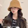 Knit Fisherman Hat For Women Winter Warm Plush Bucket Cap With Face Slimming Design