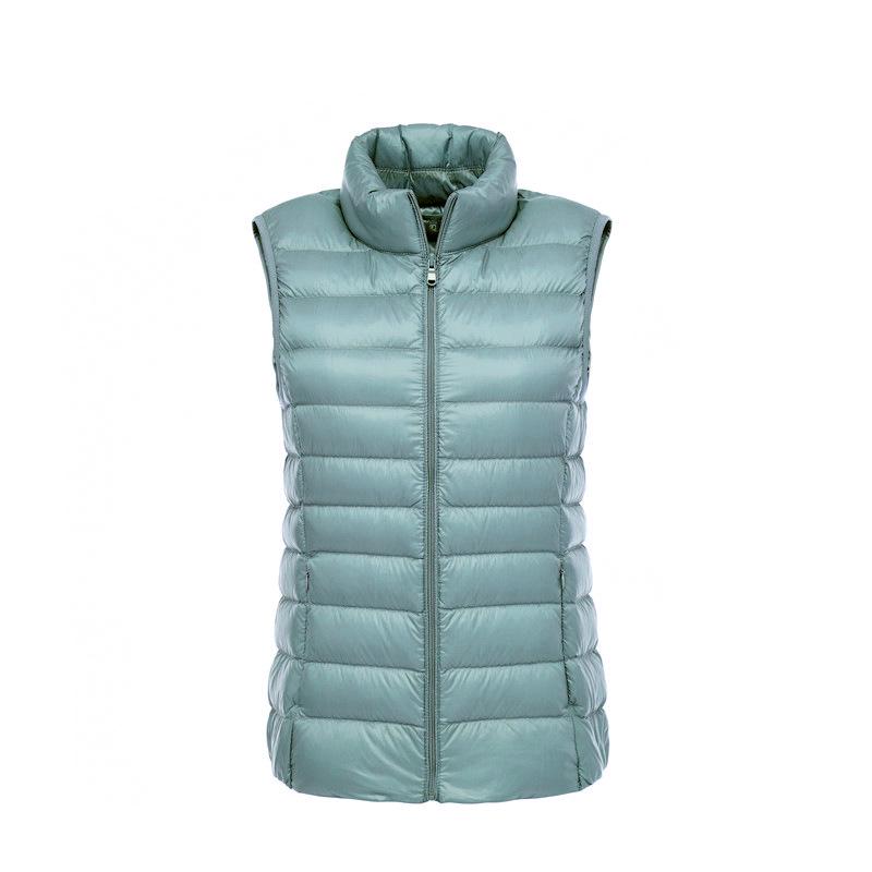 Women's Lightweight Winter Down Vest - Sleeveless, Short Stand Collar Outerwear