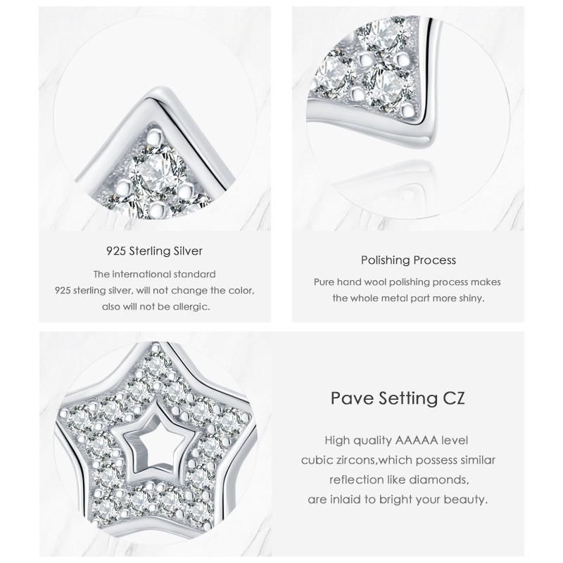 MODIAN 925 Sterling Silber Ausgehöhlte CZ Ohrstecker Für Frauen Mädchen Schillernder Statement Hypoallergen Schmuck