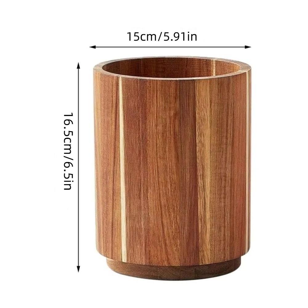 360° Rotatable Cutlery Rack Wooden Large Fork Organizer  for Dining Container