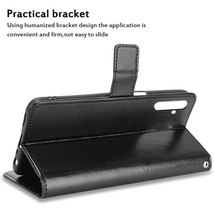 Coque PU - BOOLING - pour Samsung Galaxy A13 5G - Cuir synthétique noir - Rabat intégral - 3 emplacements cartes