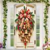 QZB2287 Weihnachtstürvorhang mit Glöckchen & Schleife - Festliches Hängebanner für Fotografie & Dekoration