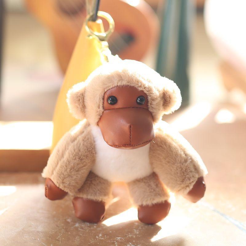 

Monkey Hanging Charming Plush Doll Keychain Ultra Soft Pp Cotton Stuffed Toy светло-бежевый