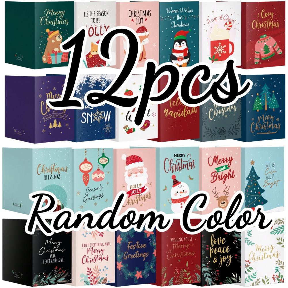 1/12pc Christmas Greeting Card Pack with Envelope for Festive Heartwarming Wishes Message Humorous Family Holiday Blessings Note
